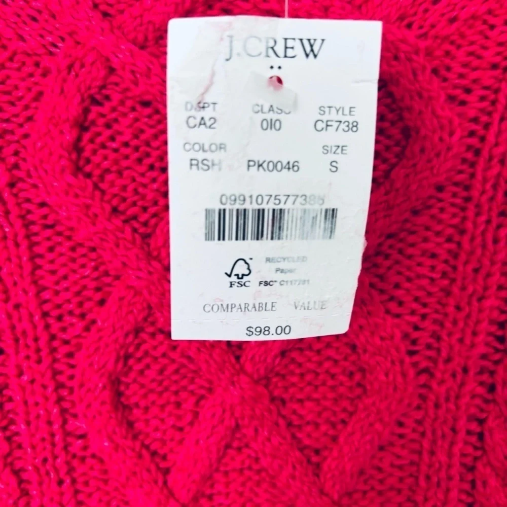 J. Crew NWT Cable Knit Rolled Neck Sweater Size Small